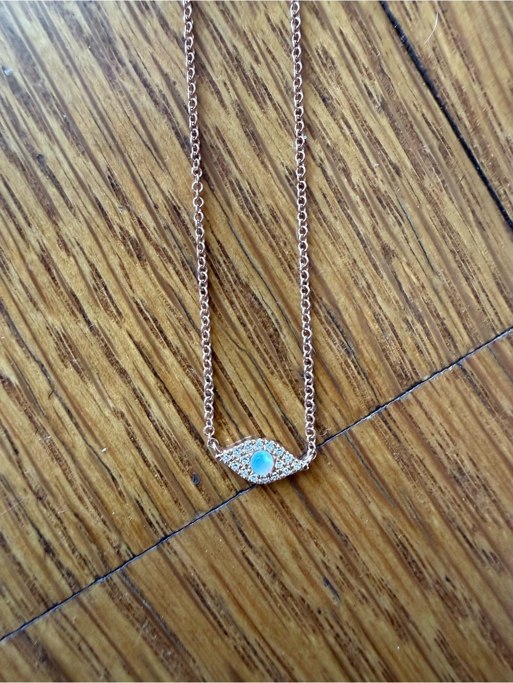 EF Collection Rose Gold Evil Eye Pendant Necklace with Opal and Diamond